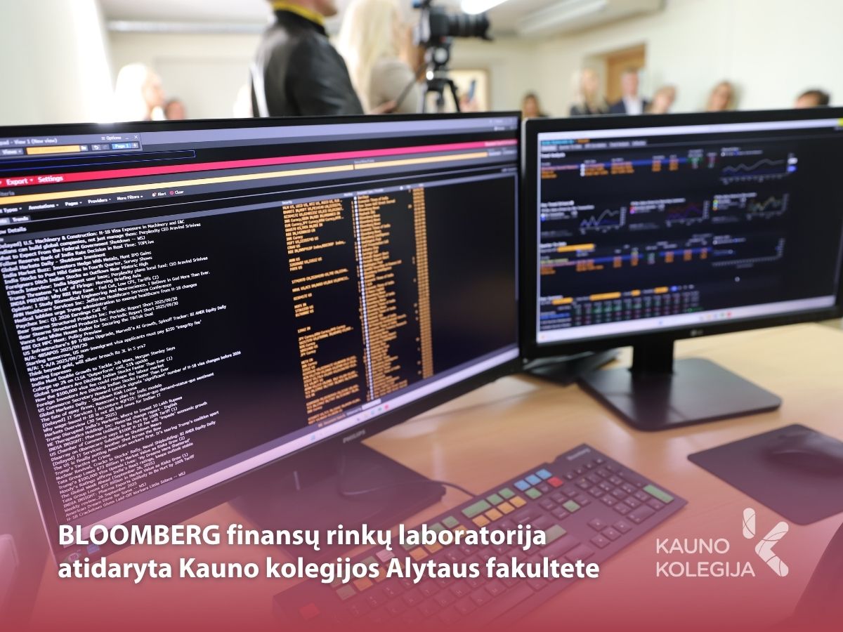 Kauno kolegijoje Alytaus fakultete duris atvėrė „Bloomberg“ finansų rinkų laboratorija
